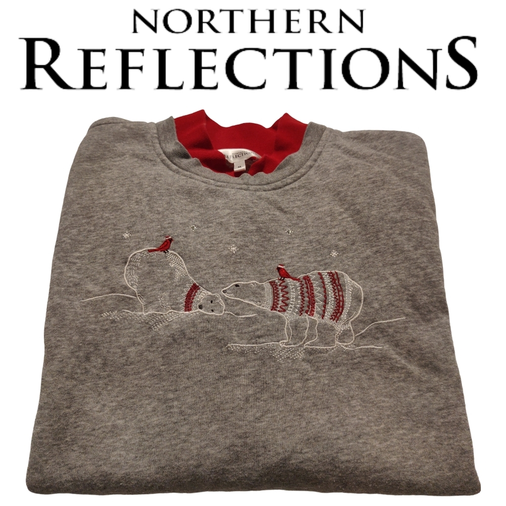 Northern Reflections Grey Sweater with Polar Bear Design